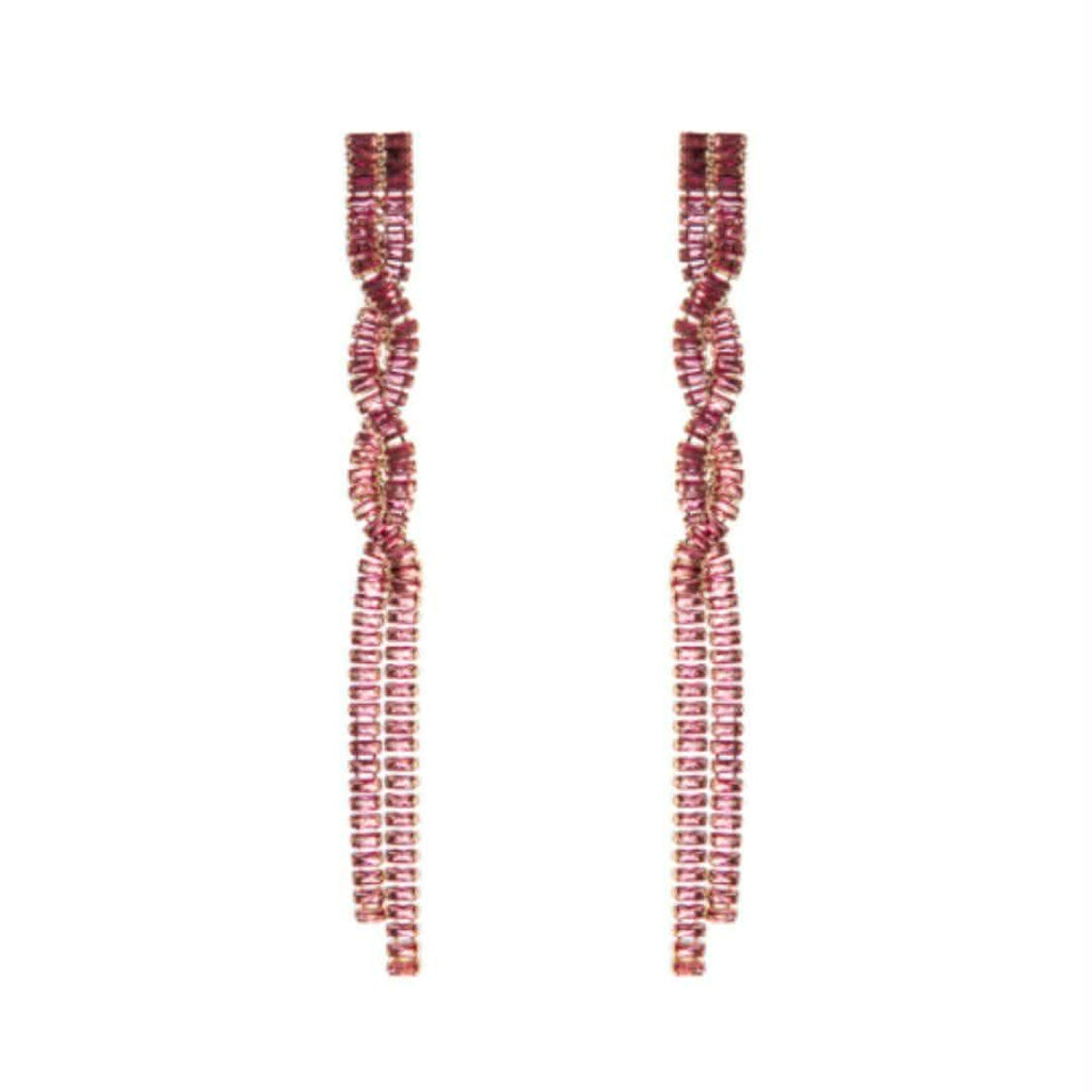 Orecchini Sodini 551005 a due fili cometa strass fuxia