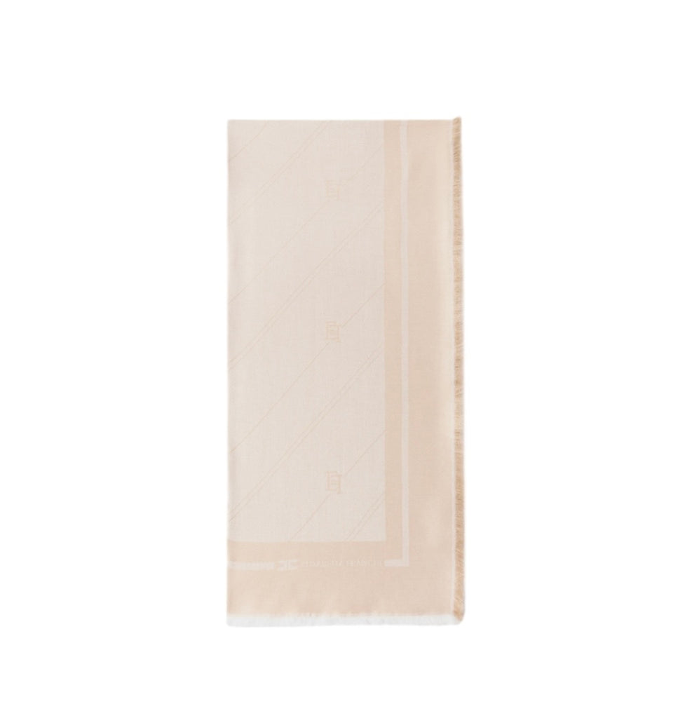 Pashmina Elisabetta Franchi SC03F46E2 in jacquard lurex con pattern righe diagonali e logo