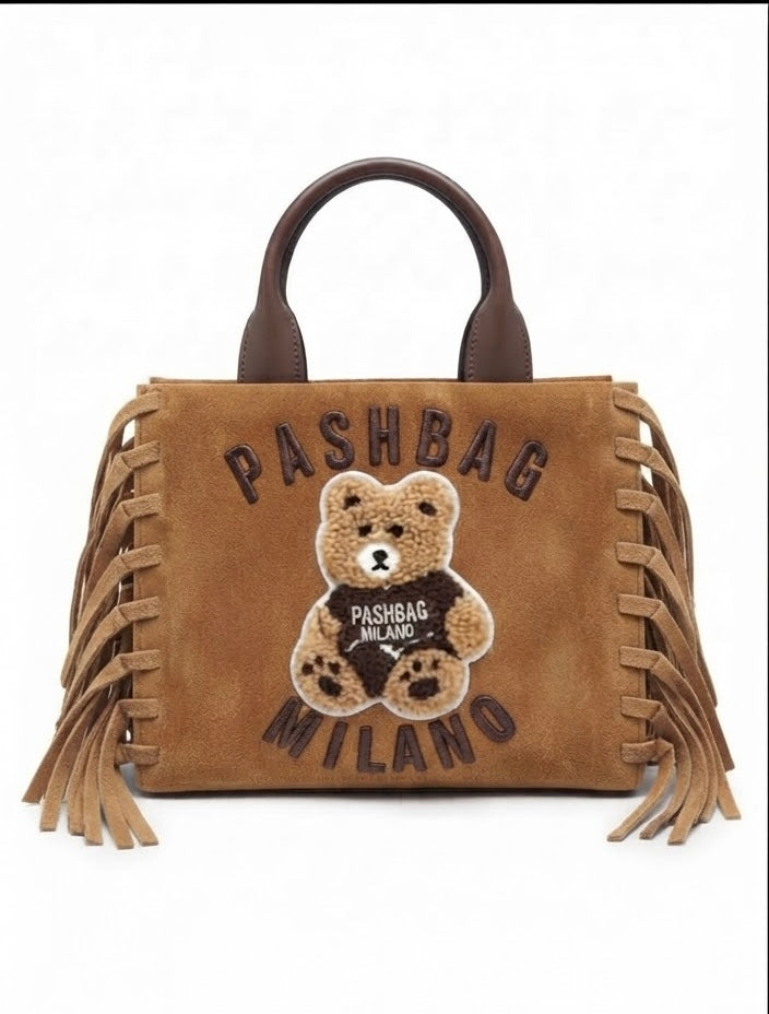 Borsa Pashbag  Mini Marge Tote in suede a tracolla con frange