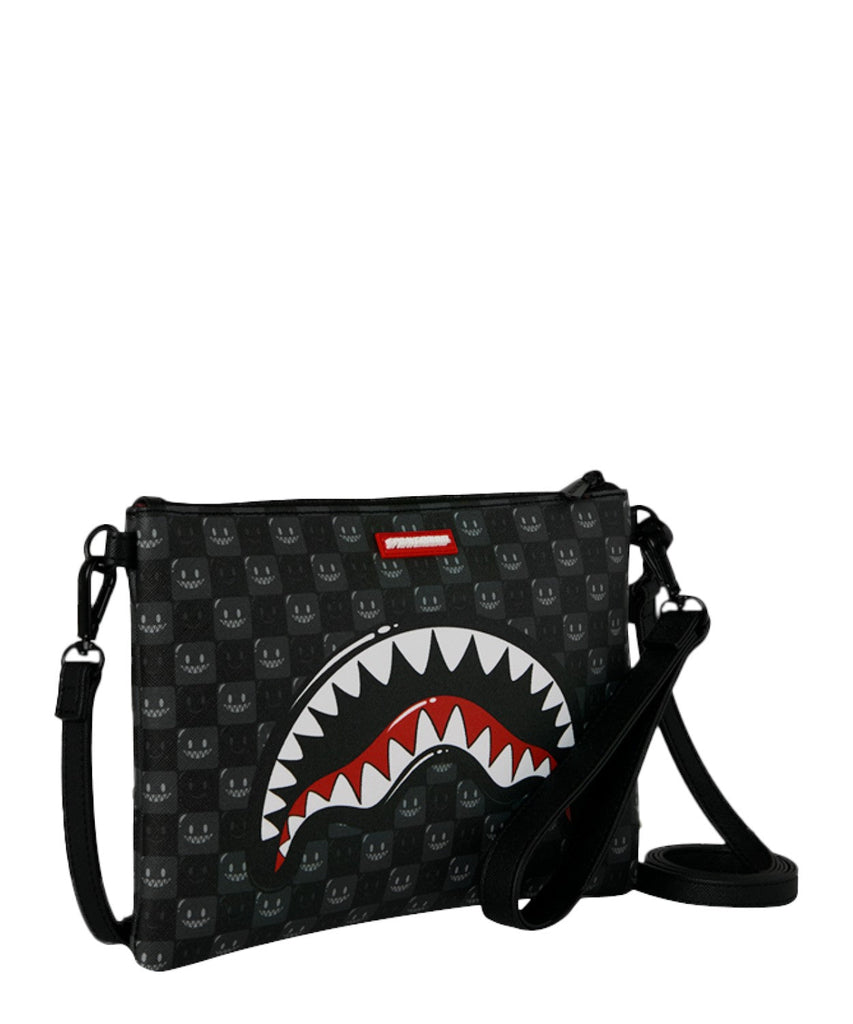 POCHETTE  SPRAYGROUND 9318 SHARKS IN PARIS WTF BUBBLY BLACK CHECK CROSSOVER