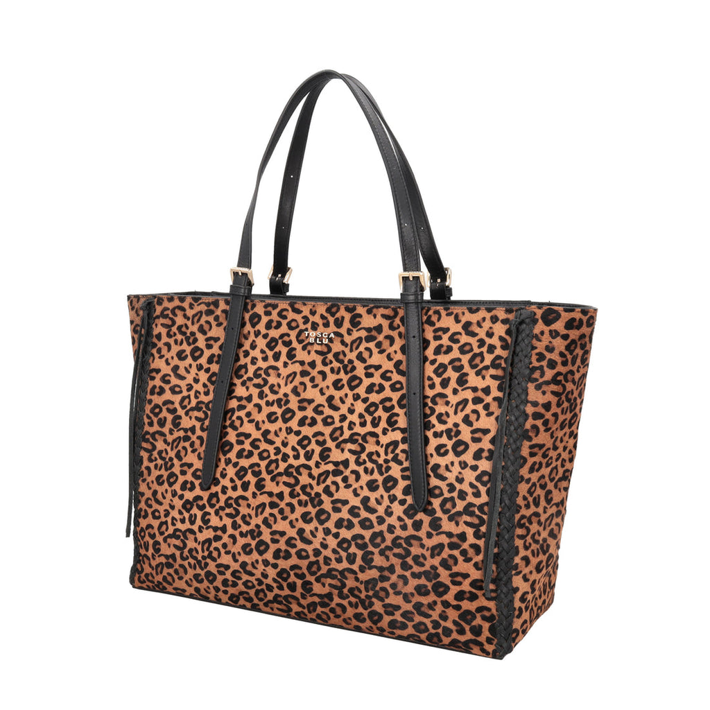 Borsa Tosca blu TF261B226 Shopping Kate in pelle animalier
