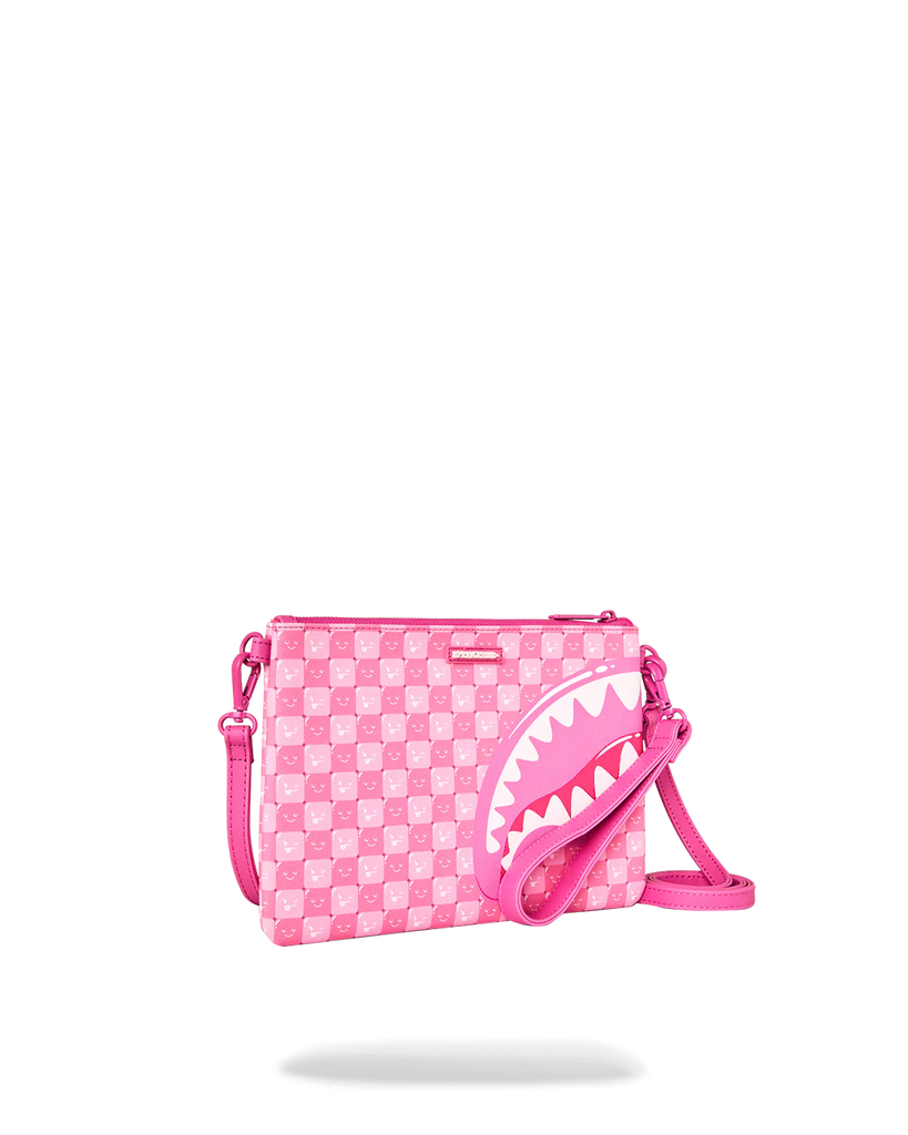 POCHETTE SPRAYGROUND 9321 PINK NEW CHECK FACES CROSSOVER CLUTCH