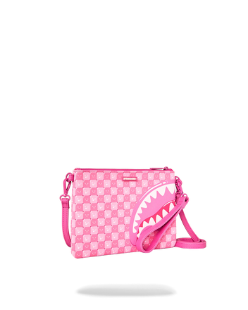 POCHETTE SPRAYGROUND 9321 PINK NEW CHECK FACES CROSSOVER CLUTCH