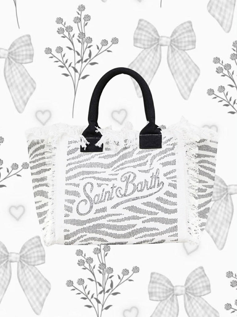 Borsa Saint Barth Vanity Stampa Animalier Zebra Ricoperta Di Strass VANI001 00271L