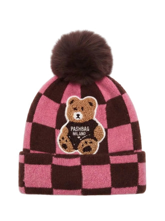 Cappello Pashbag a quadri con Teddy e pon-pon