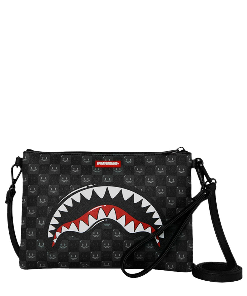 POCHETTE  SPRAYGROUND 9318 SHARKS IN PARIS WTF BUBBLY BLACK CHECK CROSSOVER