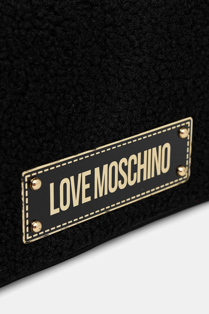 Borsa Love Moschino JC4379 con Tracolla  in Tessuto Teddy Nero
