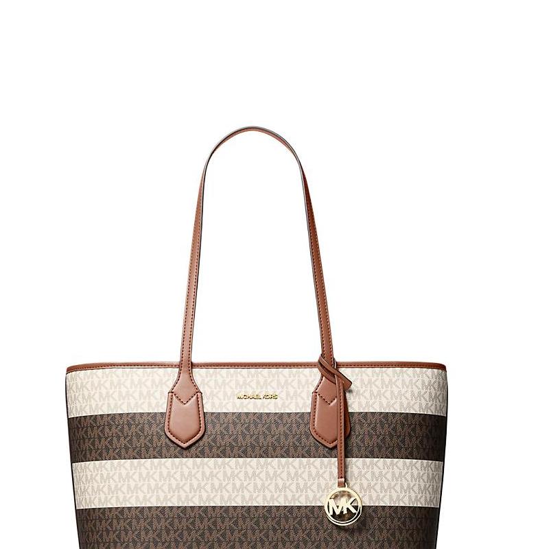 Borsa Michael Kors 35S6GV0T3U tote Grande A Righe Eva Con Logo Distintivo
