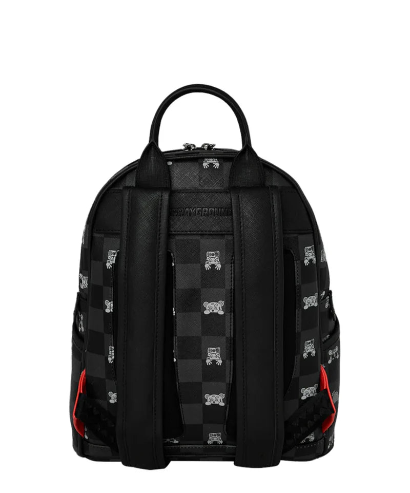 ZAINETTO SPRAYGROUND 8908 GRAY PEEKING CHARACTER CHECK SAVAGE BACKPACK