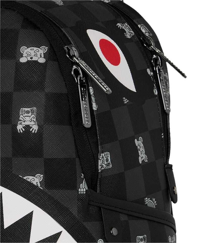 ZAINETTO SPRAYGROUND 8908 GRAY PEEKING CHARACTER CHECK SAVAGE BACKPACK