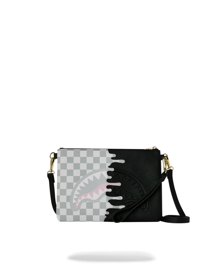 POCHETTE SPRAYGROUND 8919 CREAM CHECK SIDE DRIP CROSSBODY CLUTCH