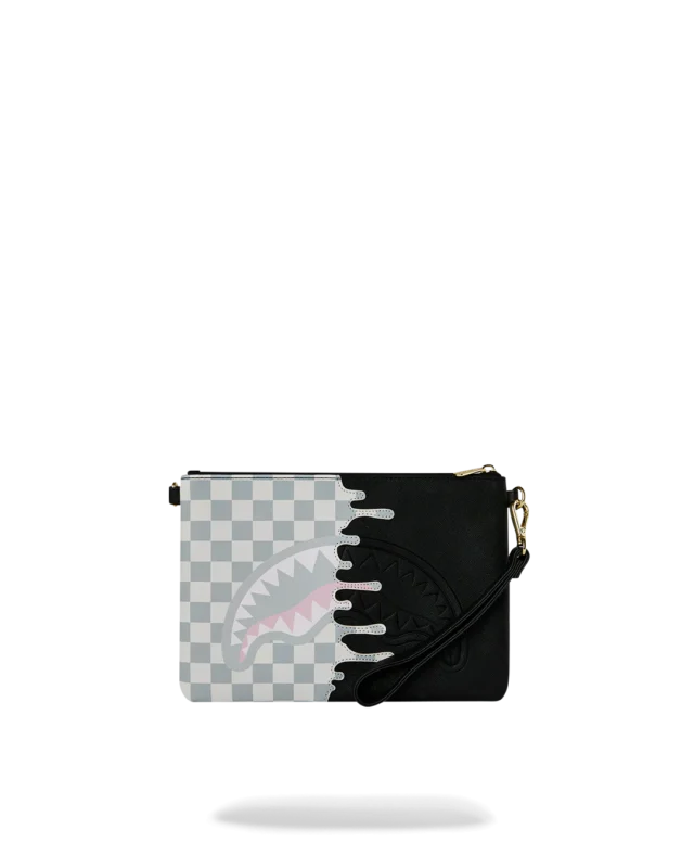 POCHETTE SPRAYGROUND 8919 CREAM CHECK SIDE DRIP CROSSBODY CLUTCH