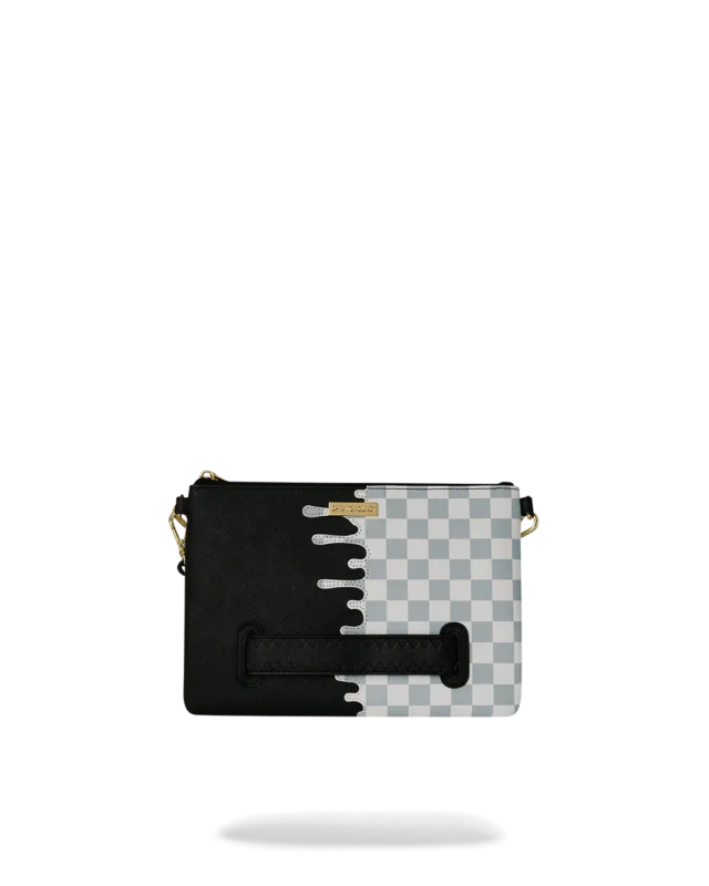 POCHETTE SPRAYGROUND 8919 CREAM CHECK SIDE DRIP CROSSBODY CLUTCH