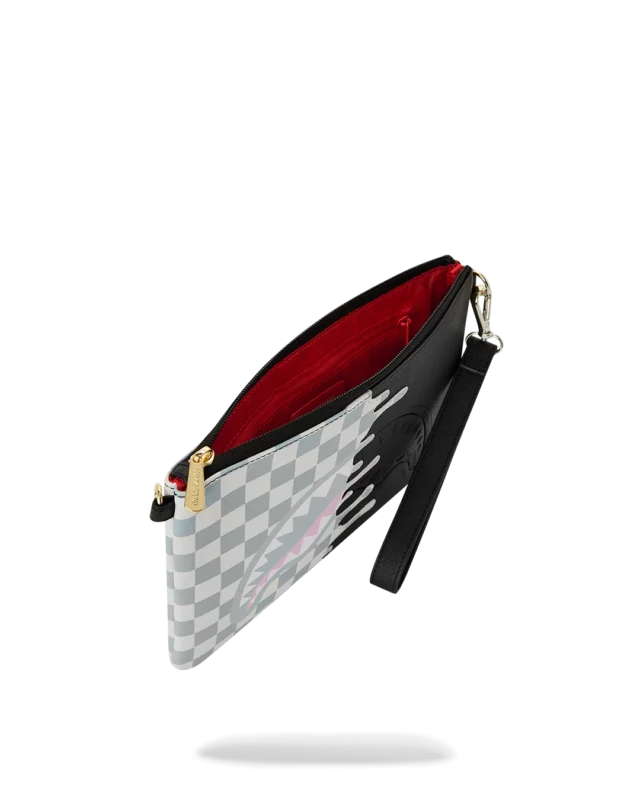 POCHETTE SPRAYGROUND 8919 CREAM CHECK SIDE DRIP CROSSBODY CLUTCH
