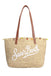 Saint Barth Rafia City Mid Bag beige con logo Saint Barth ricamato e charm RAFC002