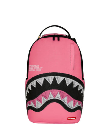 ZAINO SPRAYGROUND 9630 SHARK CENTRAL PINK EMBROIDERED SHARK BACKPACK