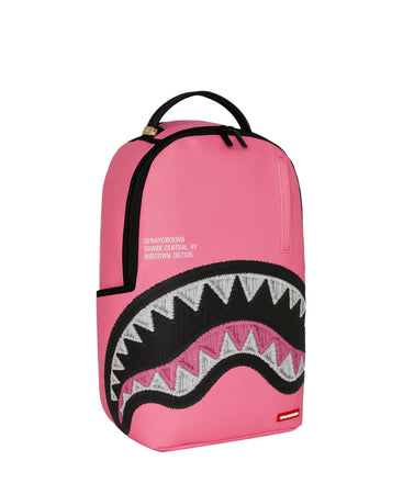 ZAINO SPRAYGROUND 9630 SHARK CENTRAL PINK EMBROIDERED SHARK BACKPACK