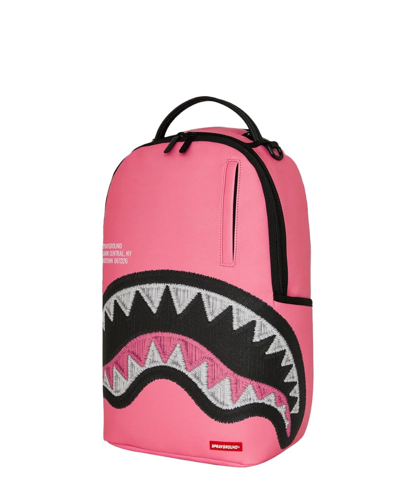 ZAINO SPRAYGROUND 9630 SHARK CENTRAL PINK EMBROIDERED SHARK BACKPACK