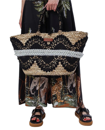 Borsa Alessia & Massimo 2207 rafia pizzo e perle