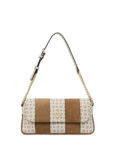 Borsa Pollini SC4639 A Spalla Interplay In Fabric Suede Ed Heritage Pvc Taupe/avorio