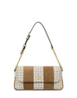 Borsa Pollini SC4639 A Spalla Interplay In Fabric Suede Ed Heritage Pvc Taupe/avorio