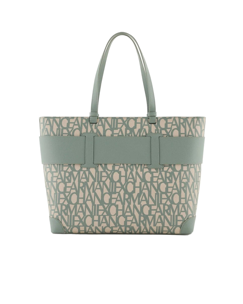 Borsa Armani Exchange Art949127 Shopping Bag Logata B/Color Salvia