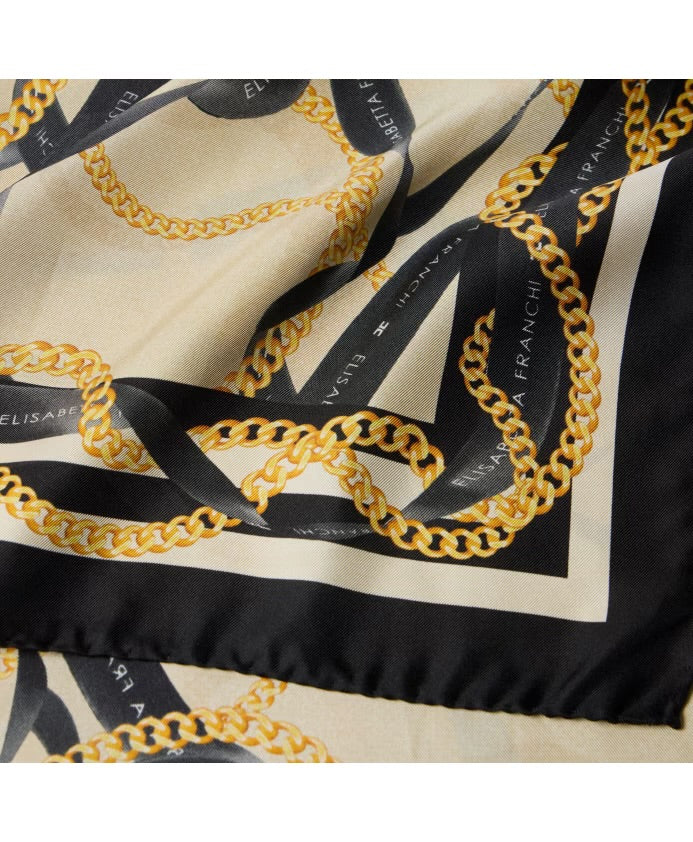 Foulard Elisabetta Franchi FO16L61E2 maxi quadrato con fantasia catene