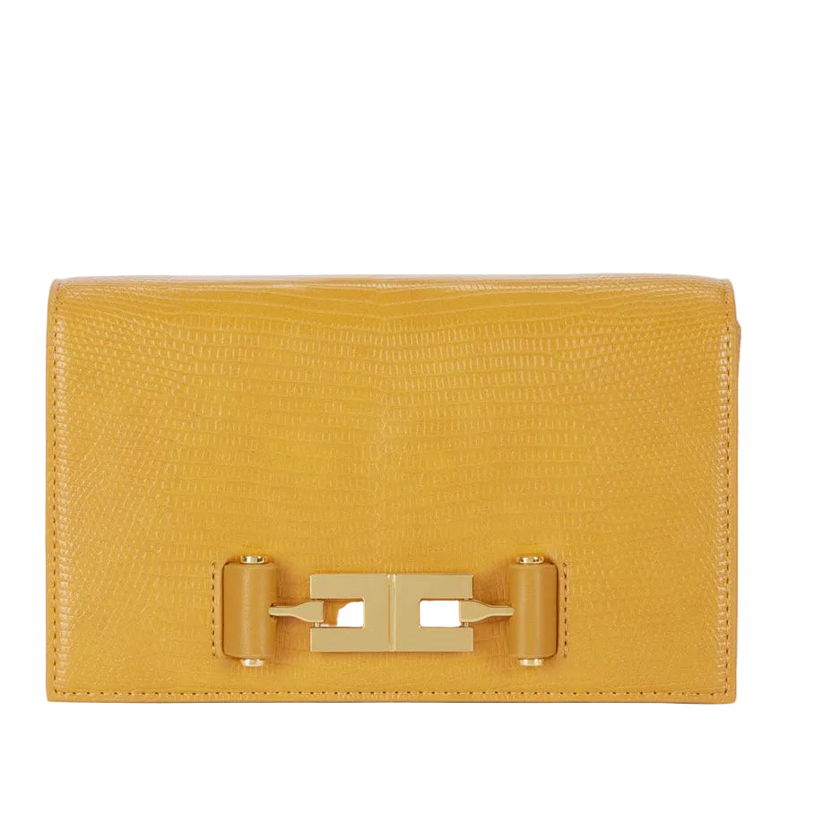 Borsa Elisabetta Franchi BS08A66E2 a spalla con placca logo effetto lucertola