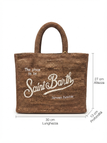 Borsa Saint Barth colette raffia marrone con logo ricamato bianco COL0013 00452L