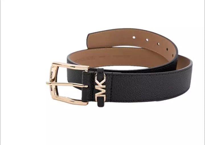 Cintura Michael Kors con logo MK in pelle nera