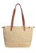 Saint Barth Rafia City Mid Bag beige con logo Saint Barth ricamato e charm RAFC002