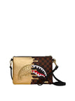 POCHETTE SPRAYGROUND 9344 BROWN SHARKS IN PARIS GOLD DRIP CROSSOVER CLUTCH