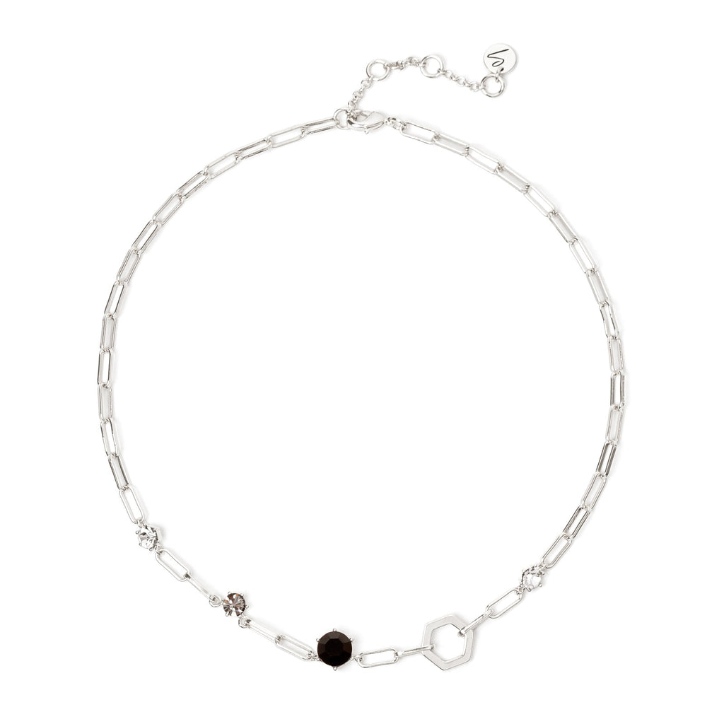 Collana Sodini 912787P
corta esagono e cristalli nera/silver