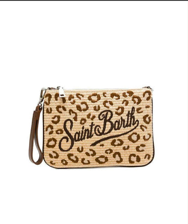 Pochette Saint Barth Parisienne Mini Straw Leopardata PARM002 00349L