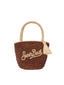 Borsa Saint Barth Marcy in raffia marrone con nappetta e logo ricamato  MARR001 00220L