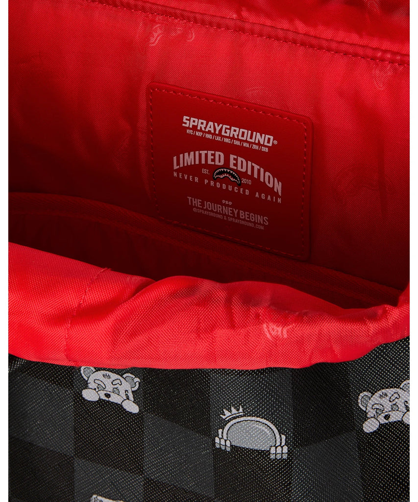 ZAINO SPRAYGROUND  8909 GRAY PEEKING CHARACTER CHECK MONTE CARLO