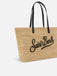 BORSA SAINT BARTH RAF001 00421L CITY IN RAFFIA CON LOGO NERO RICAMATO A CONTRASTO