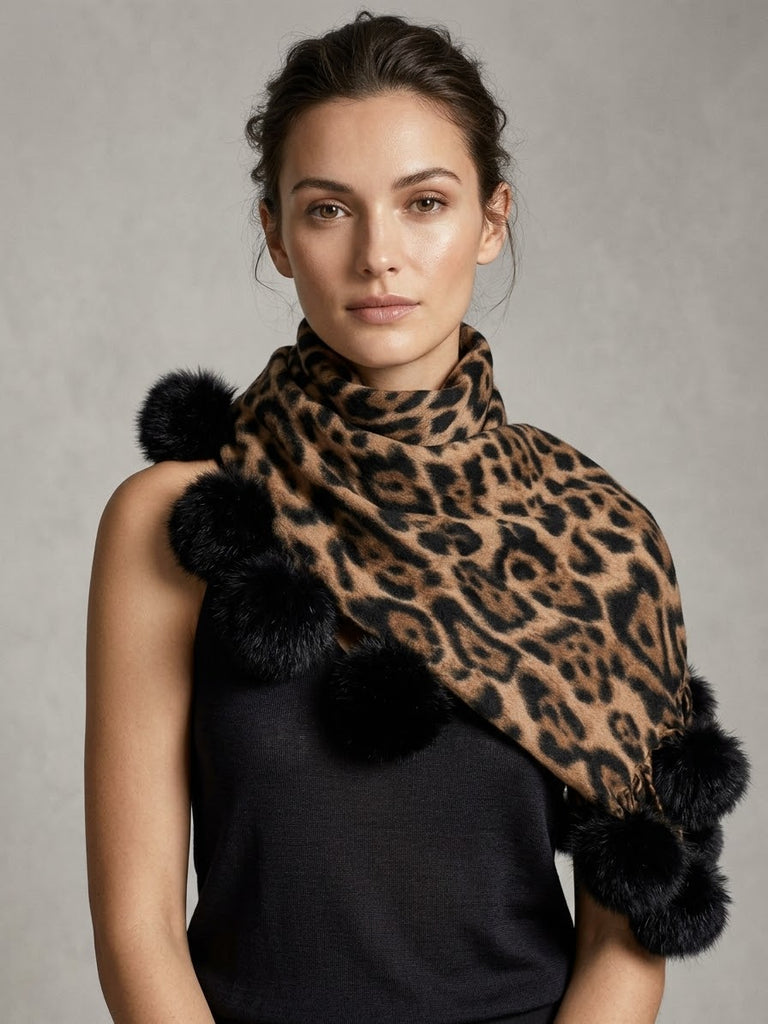 Sciarpa L’ Atelier du Sac 20764 animalier con pon-pon