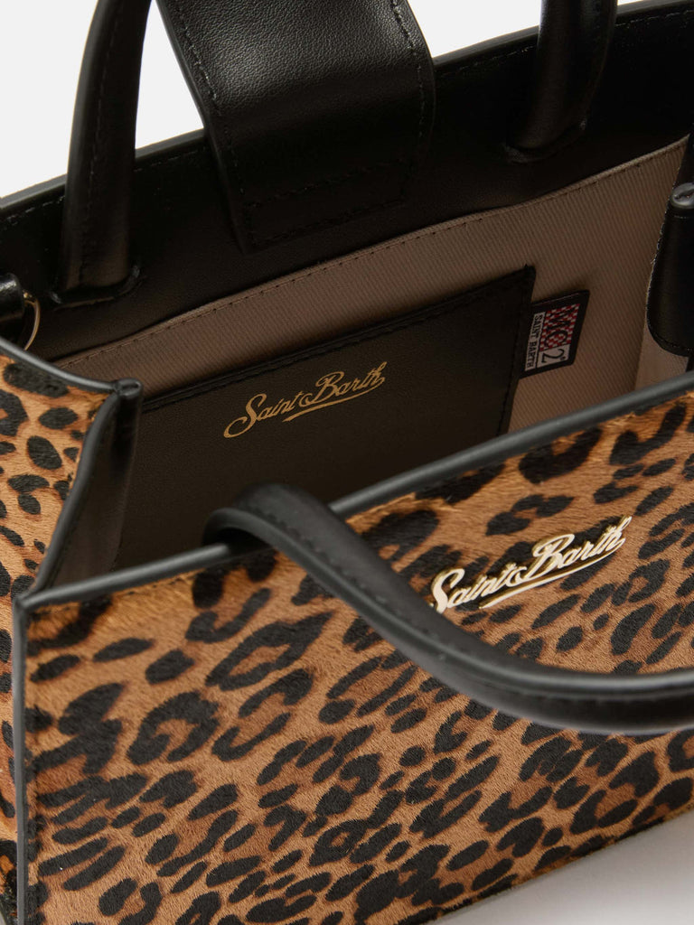 BORSA SAINT BARTH SHBM0002 00501L SHOP BAG MINI IN PELLE E CAVALLINO LEOPARDATO