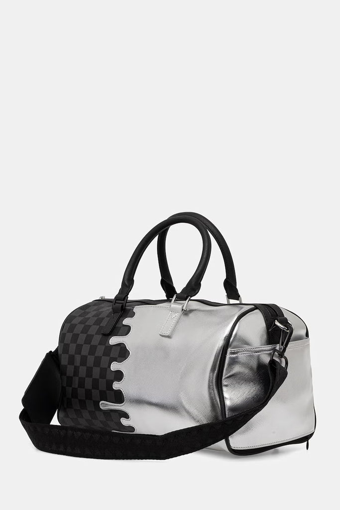 BORSA SPRAYGROUND 8925 SILVER SIDE DRIP BLACK CHECK MINI DUFFLE