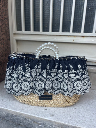 Borsa Alessia&Massimo 2201 manico perle e volant