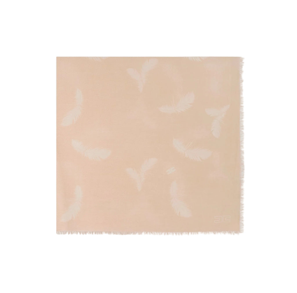 Foulard Elisabetta Franchi SC08F67E2 motivo piume in cashmere