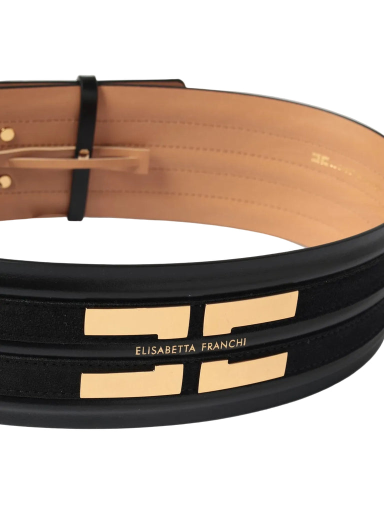 Cinturone Elisabetta Franchi CT02S61E2 con dettagli logo gold