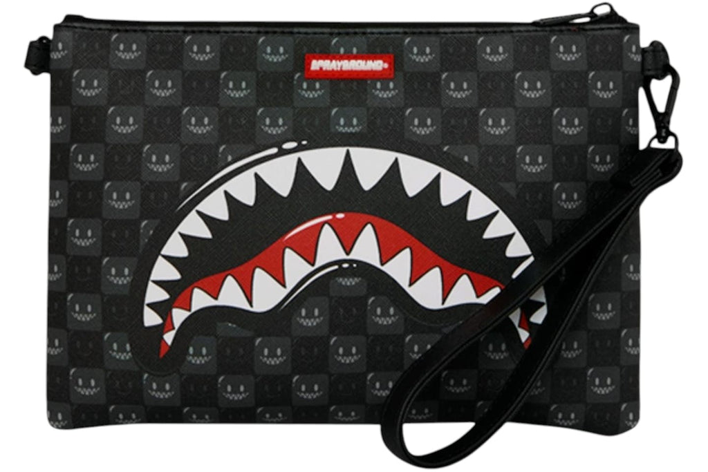 POCHETTE  SPRAYGROUND 9318 SHARKS IN PARIS WTF BUBBLY BLACK CHECK CROSSOVER