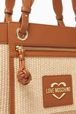 Borsa Love Moschino JC4340 Shopper a spalla grande in rafia