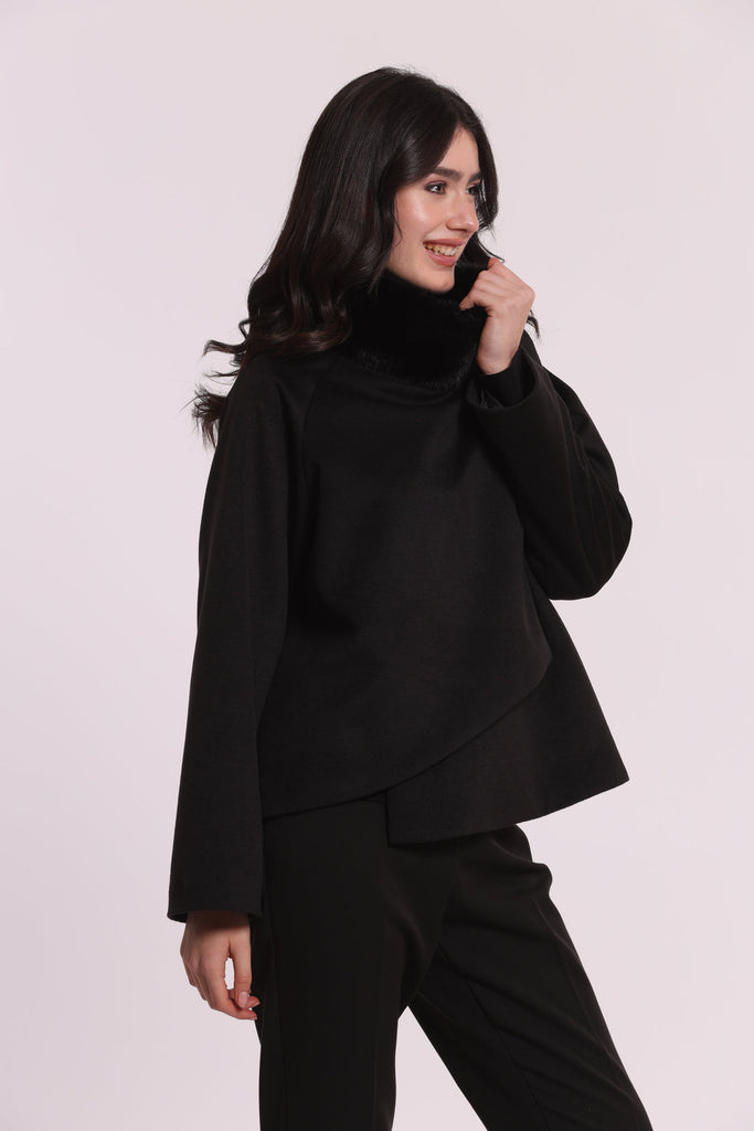 CAPPOTTO CORTO MIMI MUA CON COLLO EFFETTO PELLICCIA