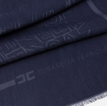 Foulard Elisabetta Franchi SC02F46E2 Kefiah blu navy con logo tono su tono