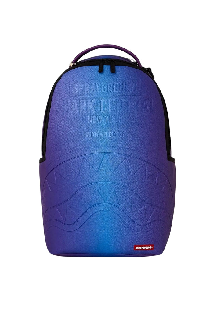 ZAINO SPRAYGROUND 9627 SHARK CENTRAL EMBOSSED DUSK NYLON BACKPACK