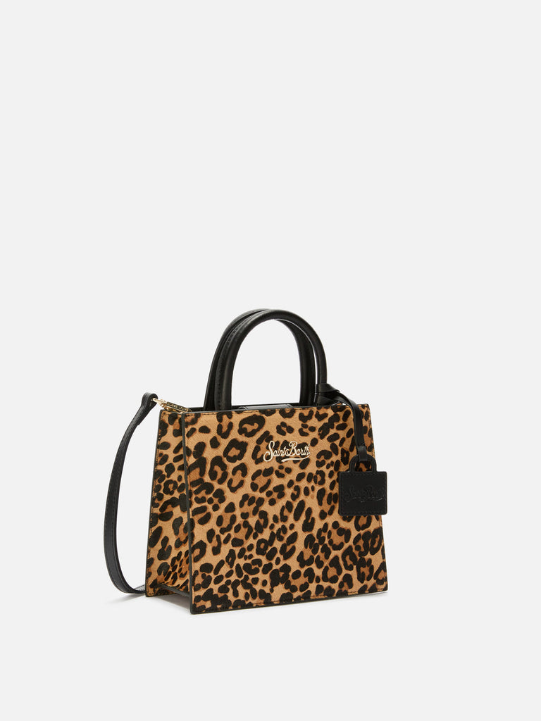 BORSA SAINT BARTH SHBM0002 00501L SHOP BAG MINI IN PELLE E CAVALLINO LEOPARDATO