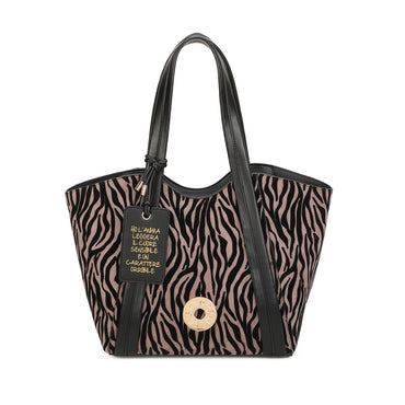 Borsa LePandorine PF2614B54 Shopping bag Vicky big con stampa animalier colore tortora